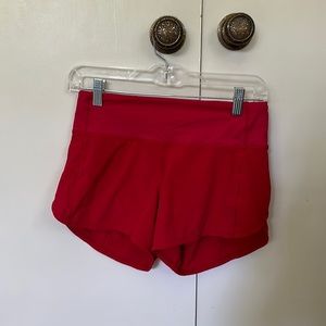 Super cute red lululemon shorts for sale in great condition!!